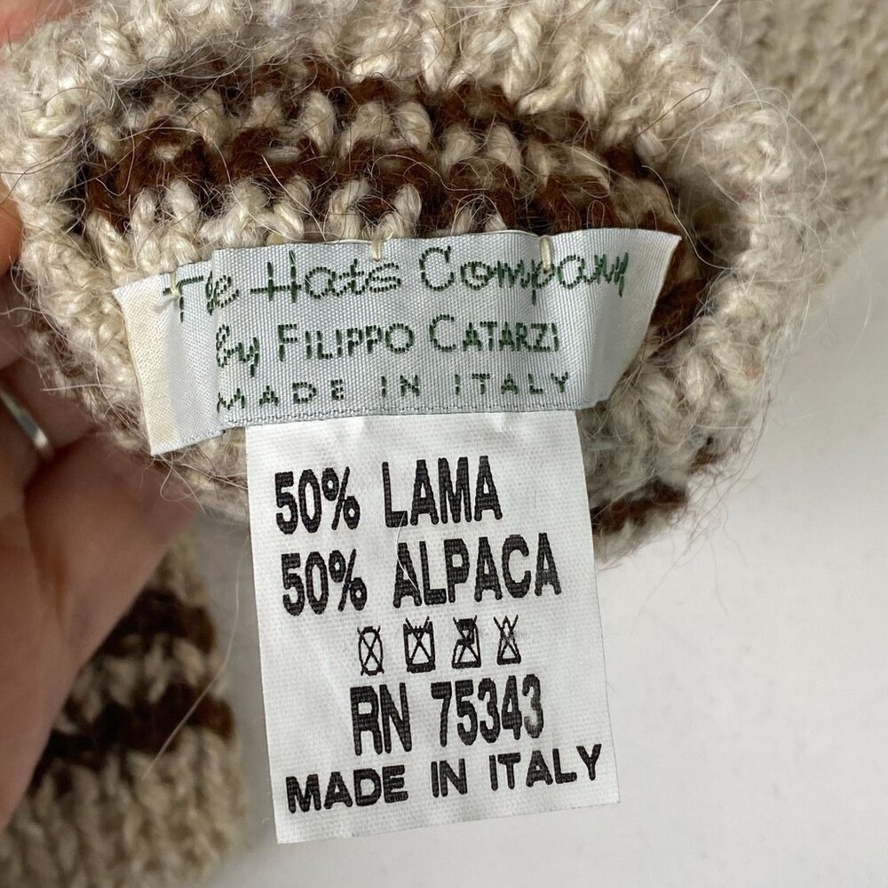 Vintage Filippo Catarzi Knit Mittens Lama Alpaca Blend The Hats Co. Made in Ital - Picture 3 of 4